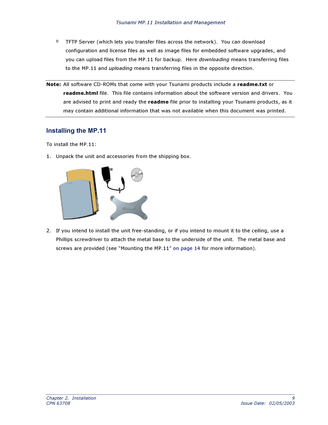 Proxim CPN 63708 manual Installing the MP.11 