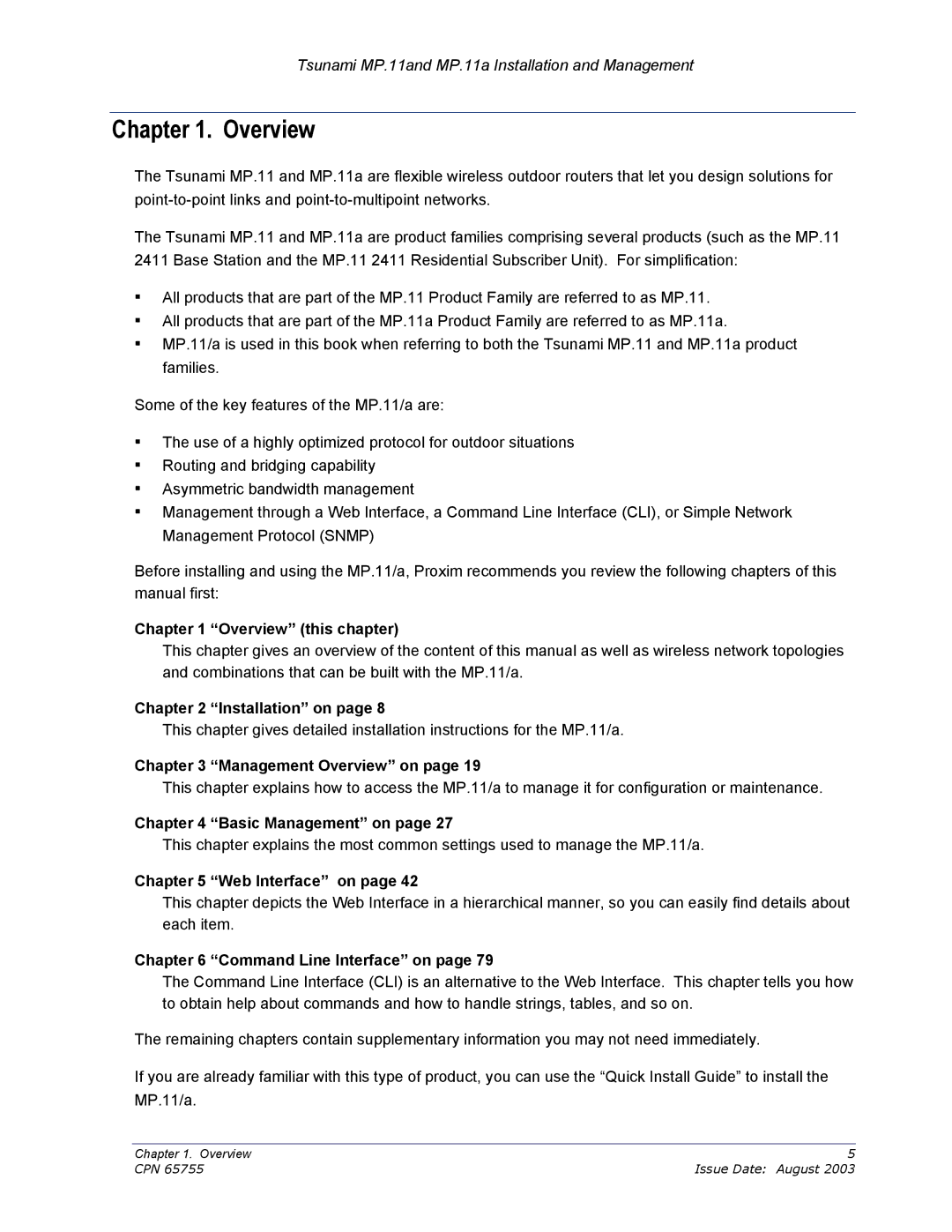 Proxim CPN 65755B manual Overview 