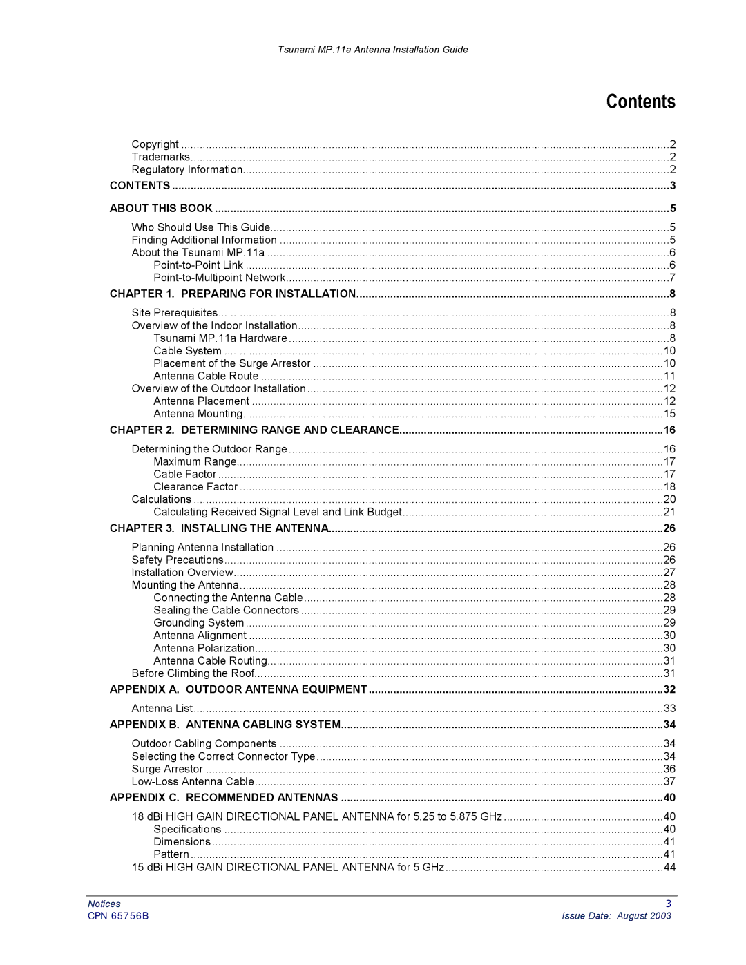 Proxim CPN 65756B manual Contents 