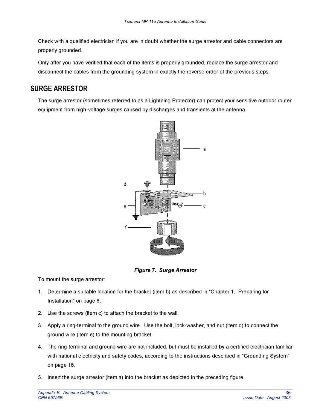 Proxim CPN 65756B manual Surge Arrestor 