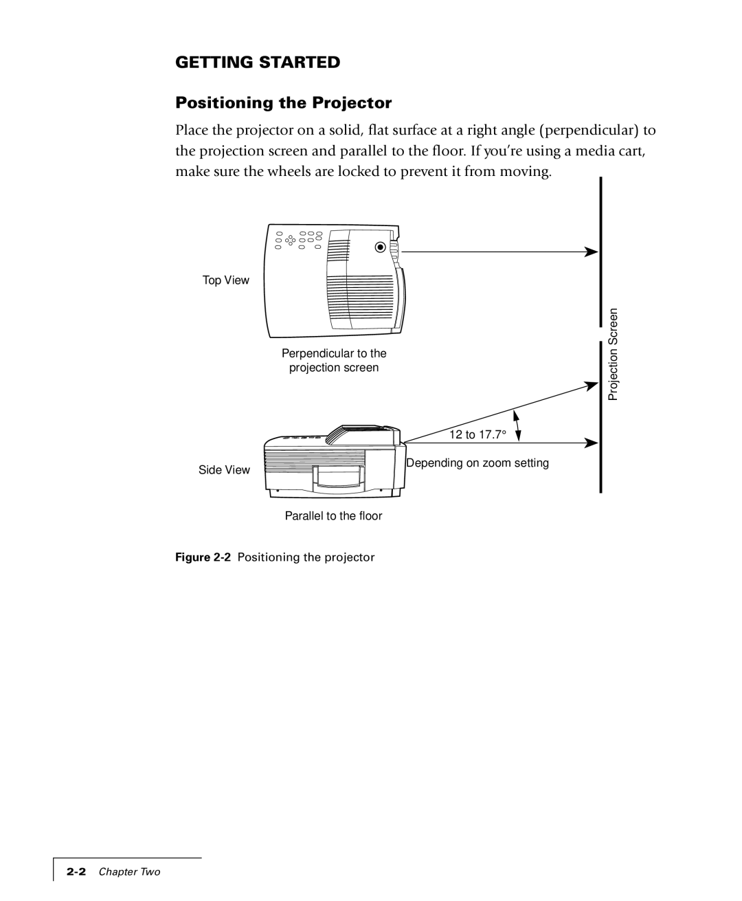 Proxima ASA 4100/4200 manual Getting Started, Positioning the Projector 