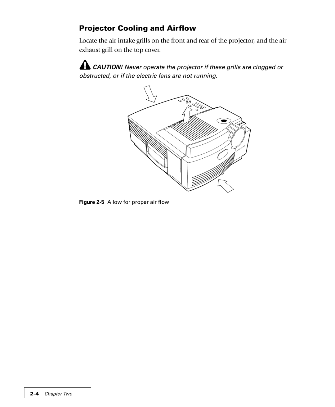 Proxima ASA 4100/4200 manual Projector Cooling and Airflow, 5Allow for proper air flow 