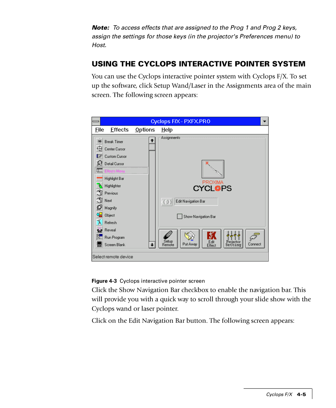 Proxima ASA 4100/4200 manual Using the Cyclops Interactive Pointer System, 3Cyclops interactive pointer screen 