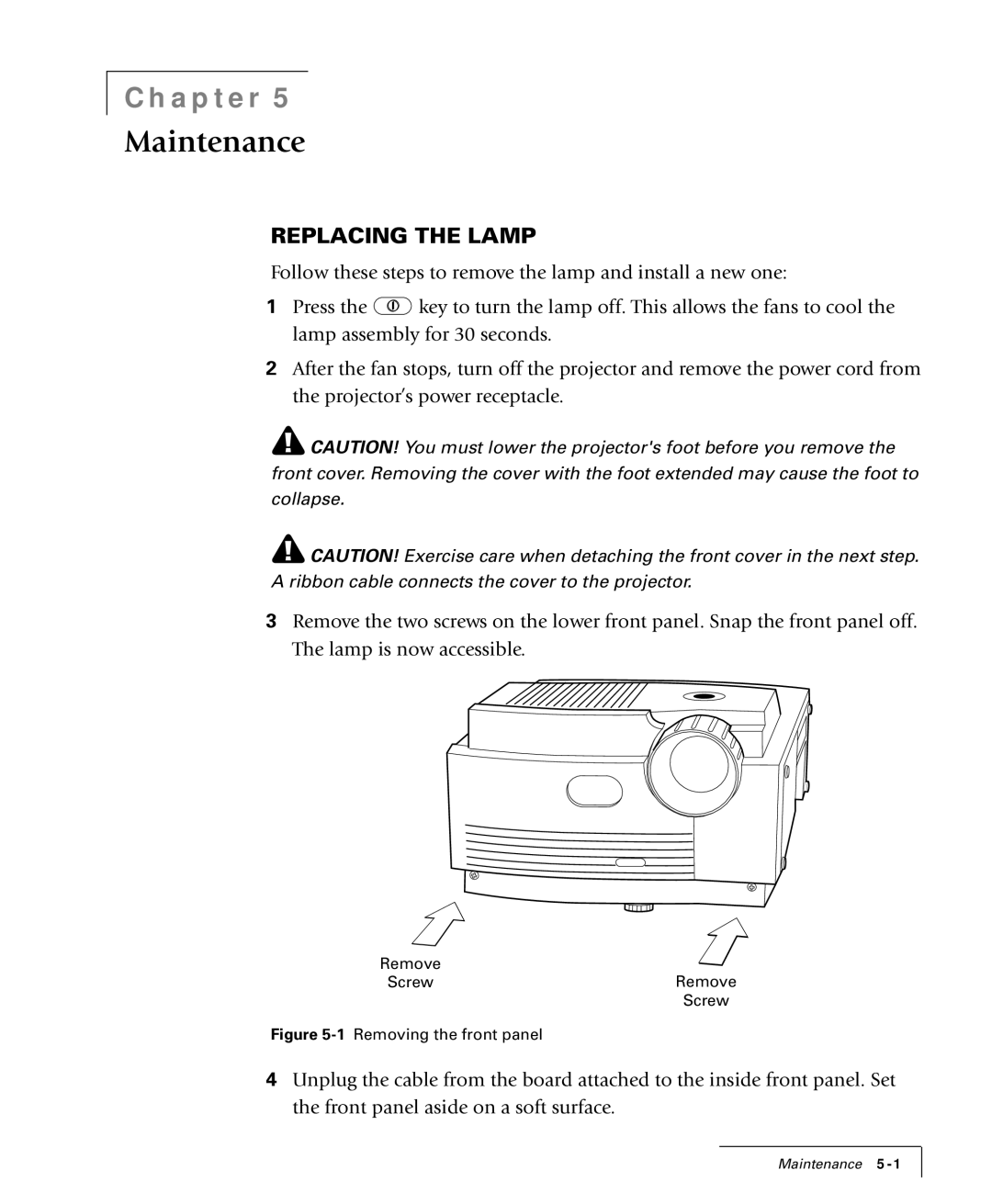 Proxima ASA 4100/4200 manual Maintenance, Replacing the Lamp 