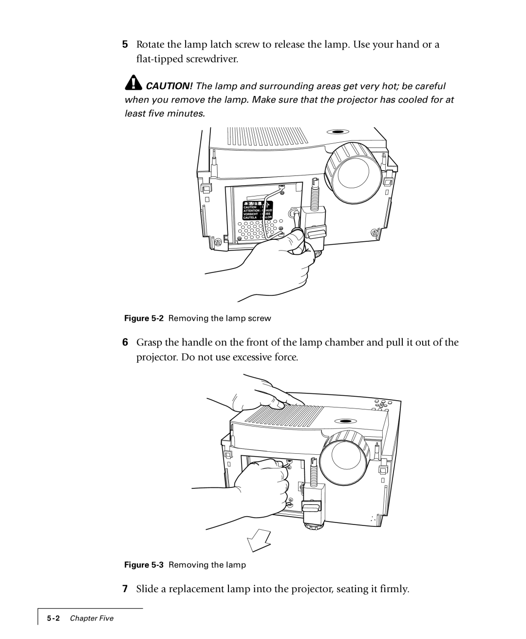 Proxima ASA 4100/4200 manual 2Removing the lamp screw 