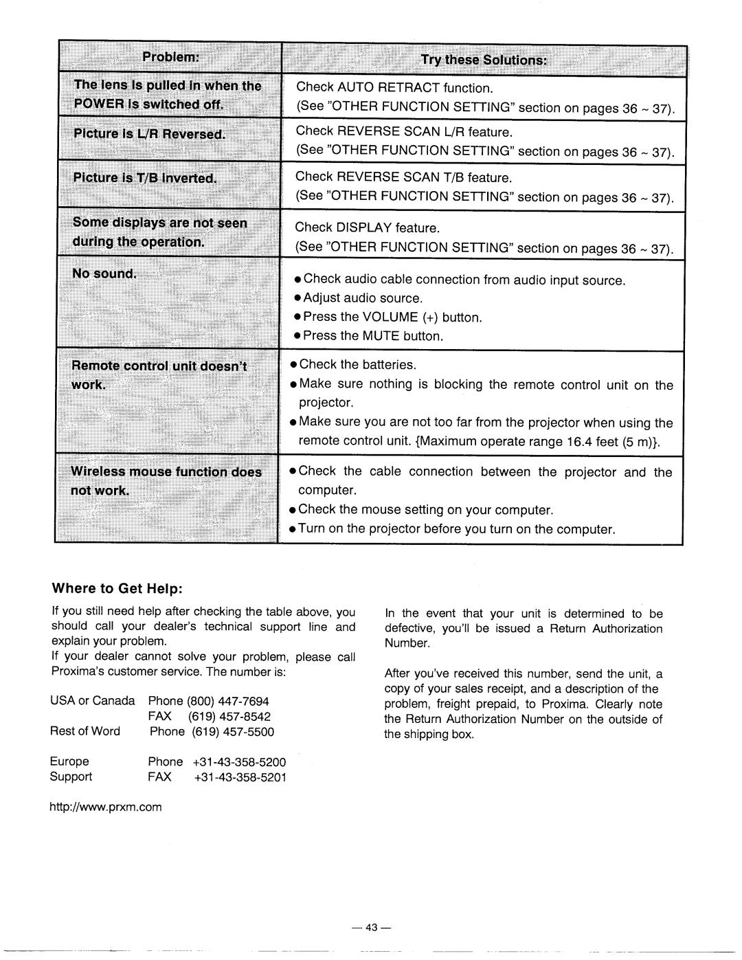 Proxima ASA 5610 manual 