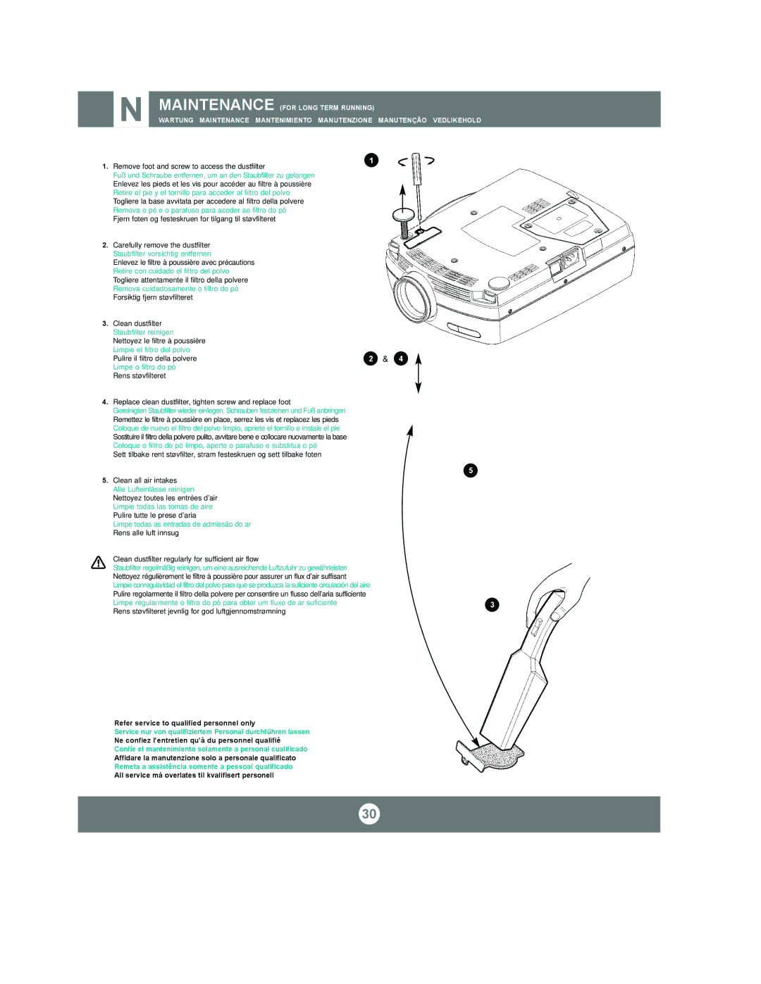 Proxima ASA 5155SVGA, 6155XGA, 6105XGA manual Service nur von qualifiziertem Personal durchführen lassen 