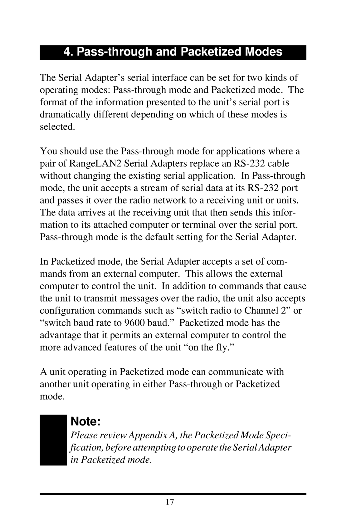 Proxima ASA 7911, 7910 manual Pass-through and Packetized Modes 