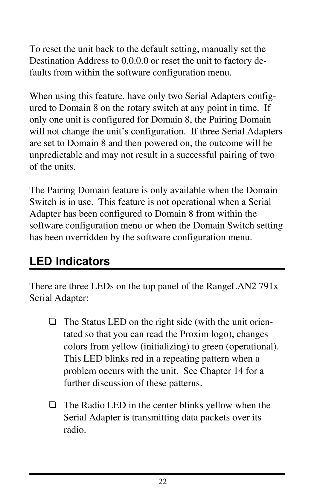 Proxima ASA 7910, 7911 manual LED Indicators 