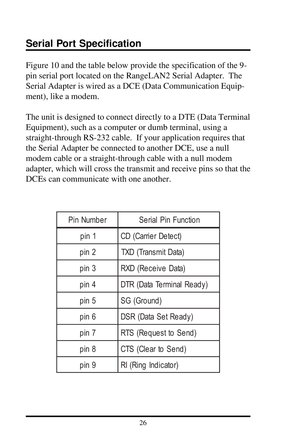 Proxima ASA 7910, 7911 manual Serial Port Specification 