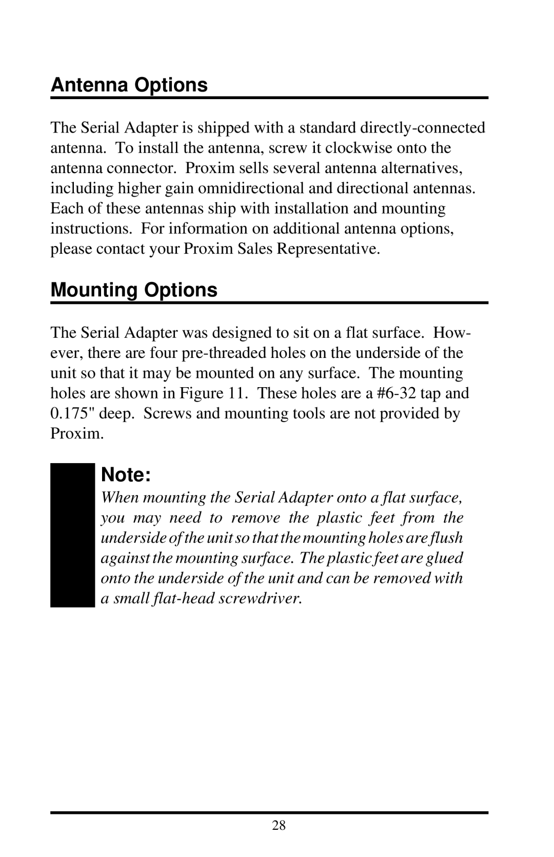 Proxima ASA 7910, 7911 manual Antenna Options, Mounting Options 