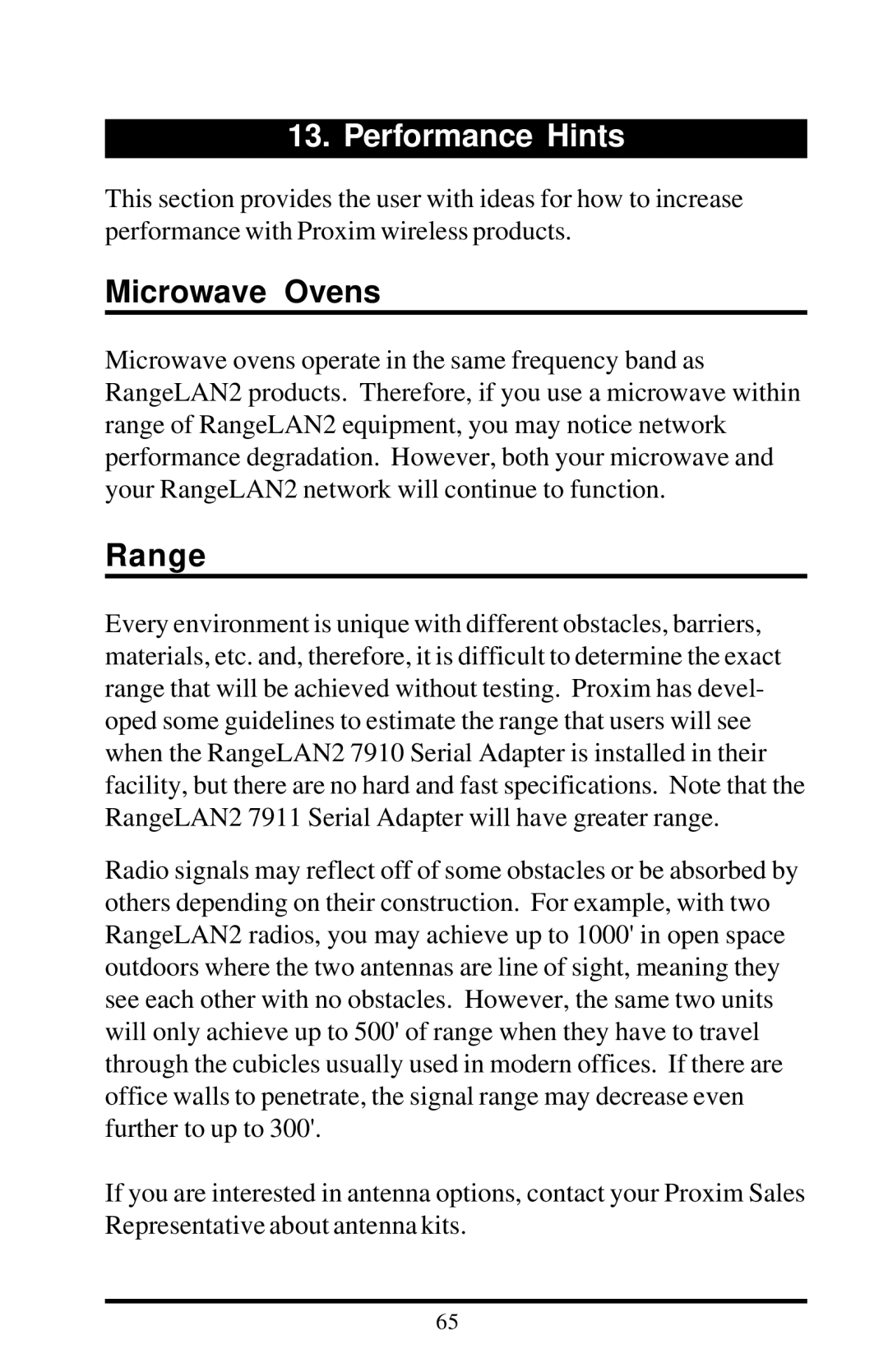 Proxima ASA 7911, 7910 manual Performance Hints, Microwave Ovens, Range 