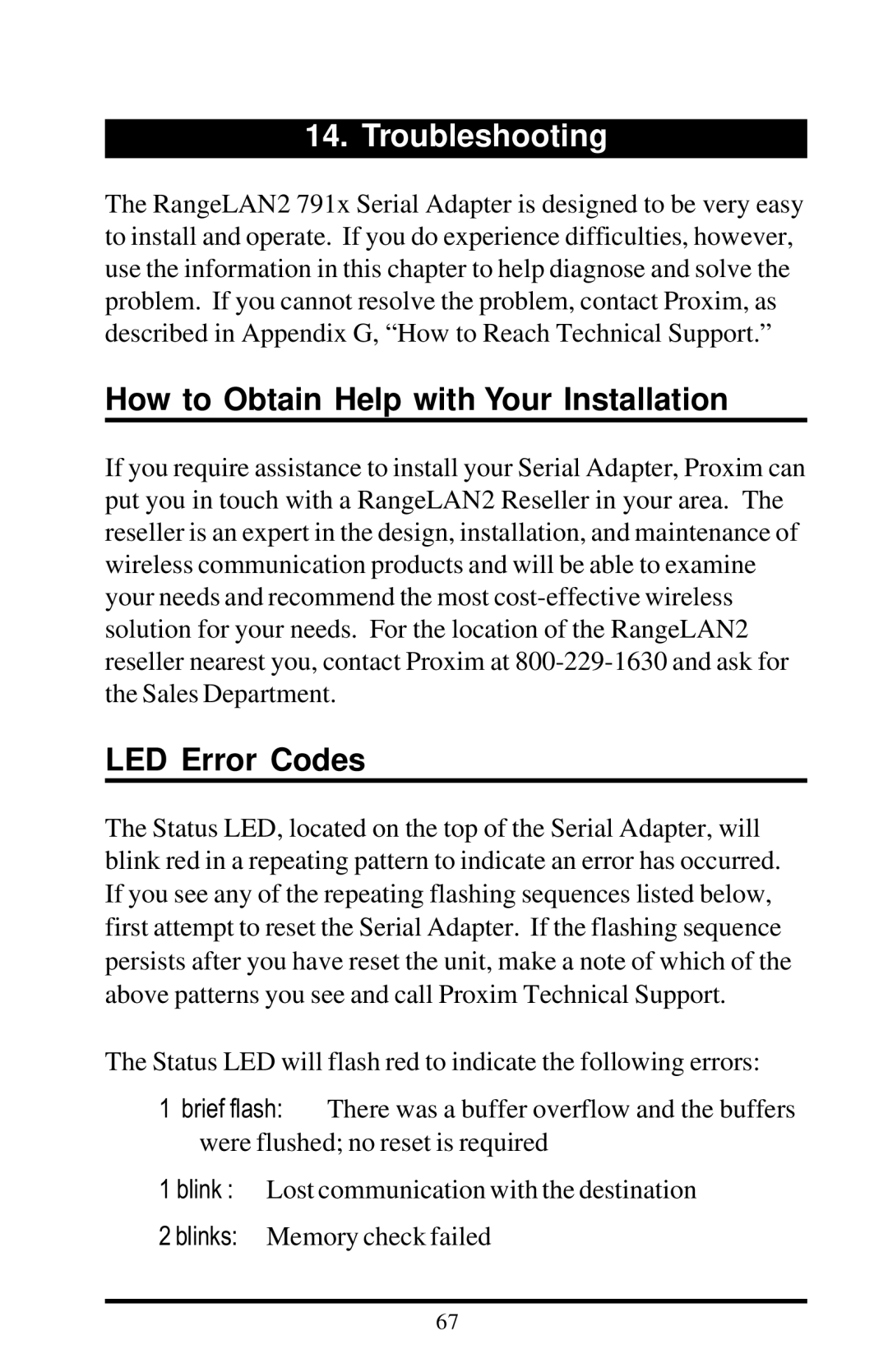 Proxima ASA 7911, 7910 manual Troubleshooting, How to Obtain Help with Your Installation, LED Error Codes 