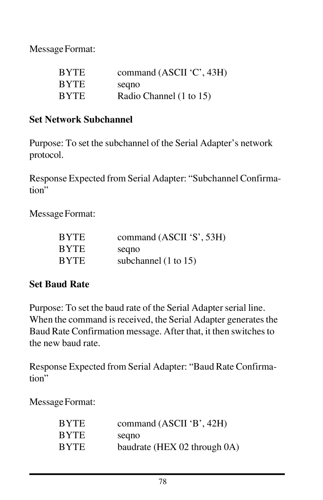 Proxima ASA 7910, 7911 manual Set Network Subchannel, Set Baud Rate 