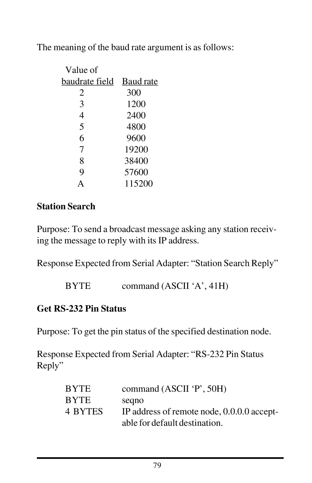 Proxima ASA 7911, 7910 manual Station Search, Get RS-232 Pin Status 