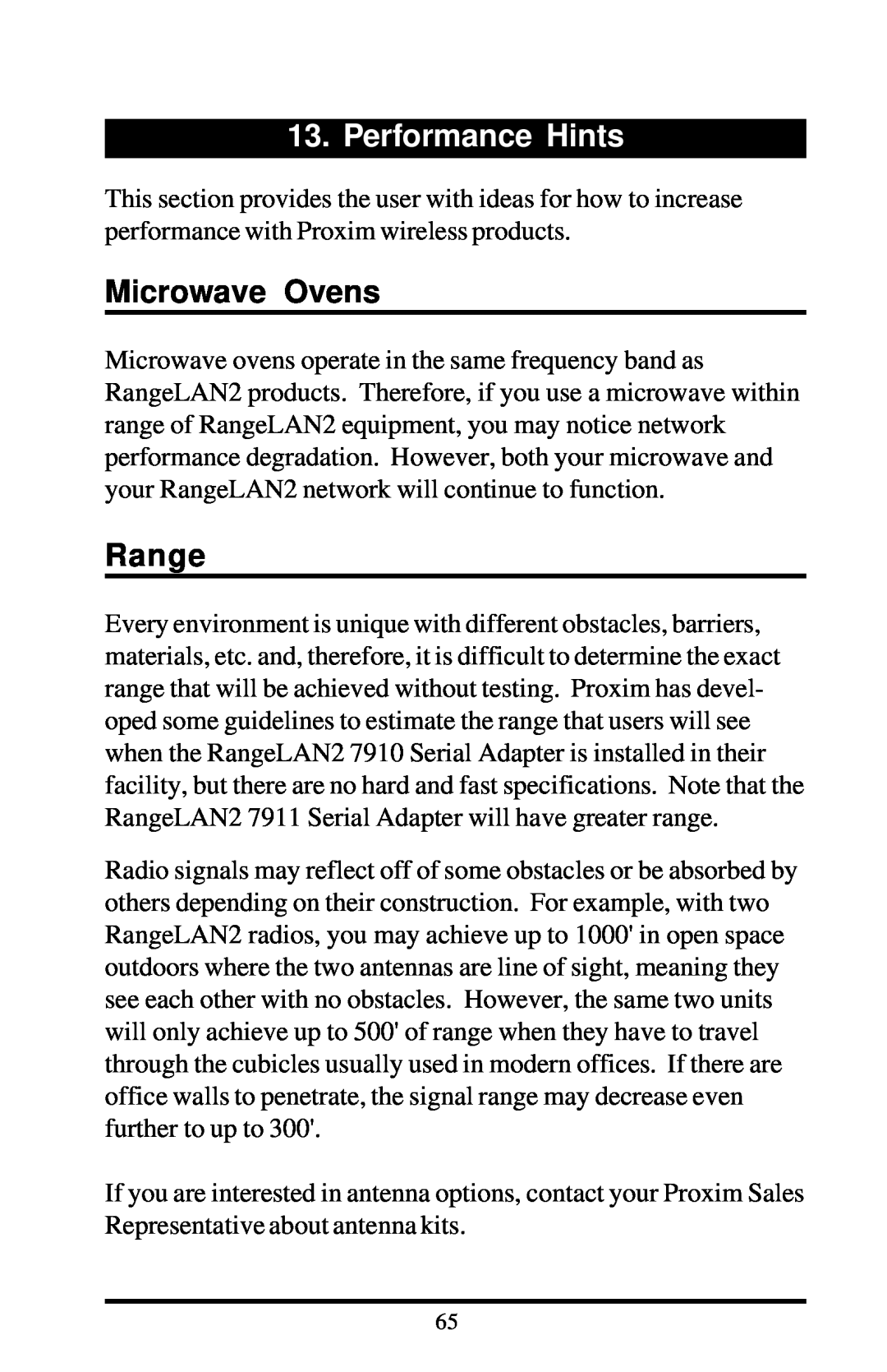 Proxima ASA 7911, 7910 manual Performance Hints, Microwave Ovens, Range 
