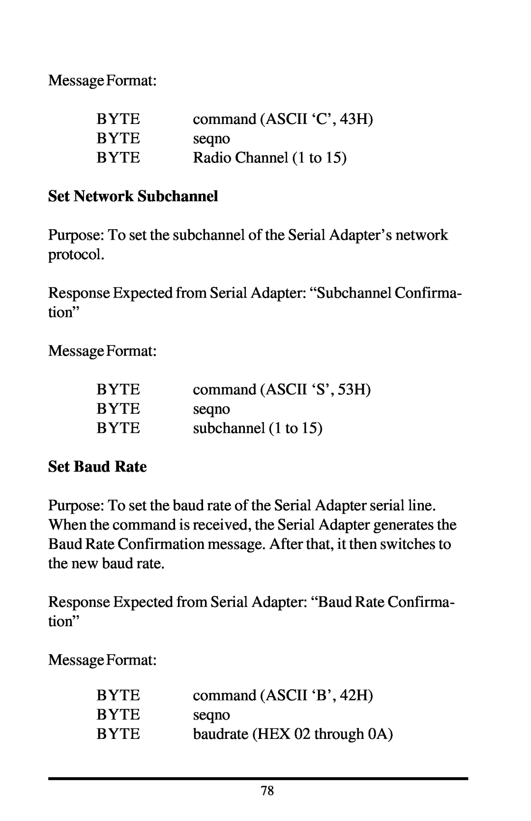 Proxima ASA 7910, 7911 manual Set Network Subchannel, Set Baud Rate 