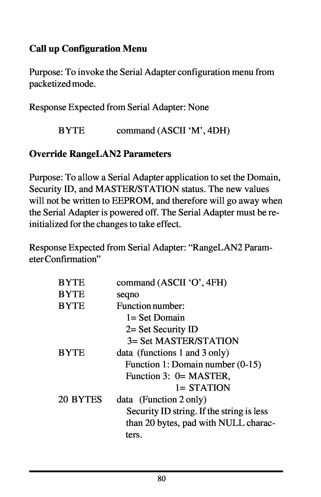 Proxima ASA 7910, 7911 manual Call up Configuration Menu, Override RangeLAN2 Parameters 