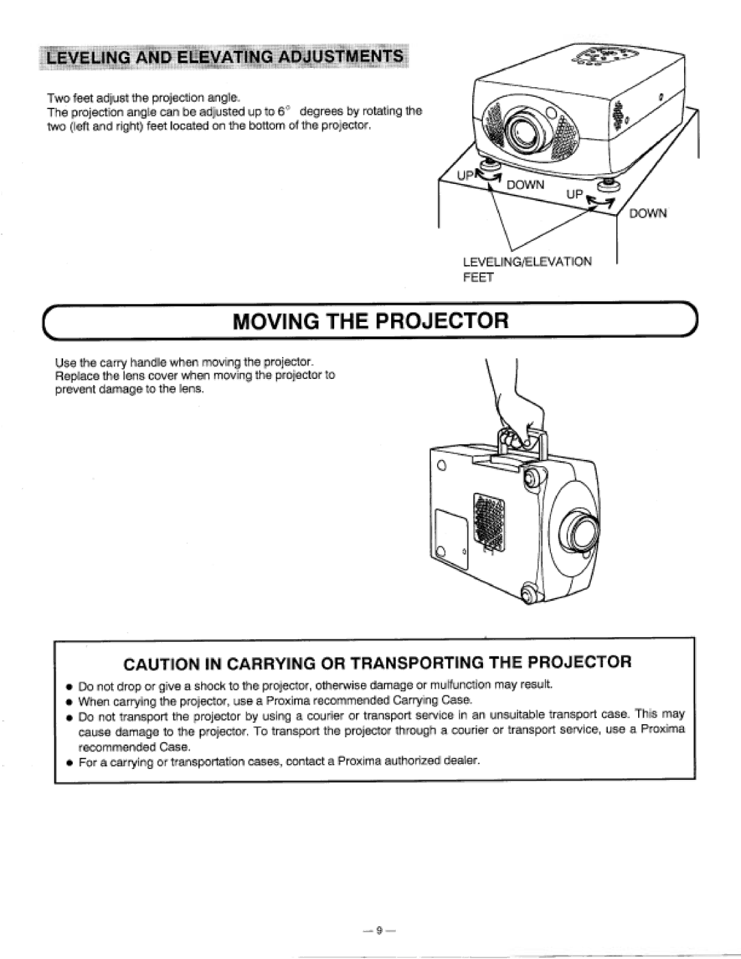 Proxima ASA 9200 manual 