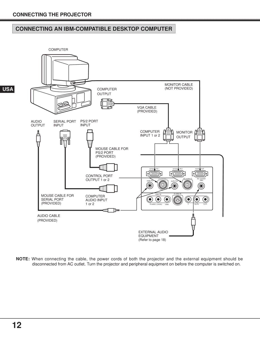 Proxima ASA 9260/9240 manual Connecting AN IBM-COMPATIBLE Desktop Computer 