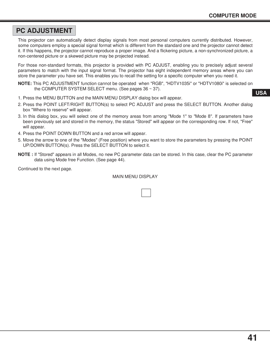 Proxima ASA 9260/9240 manual PC Adjustment 