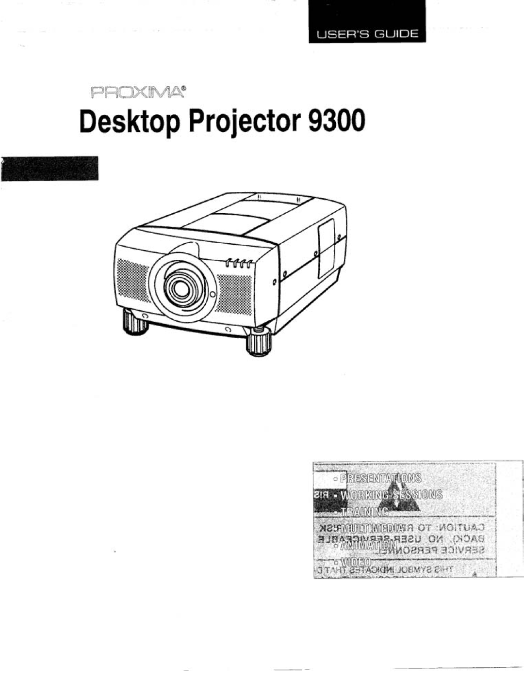 Proxima ASA 9300 manual 