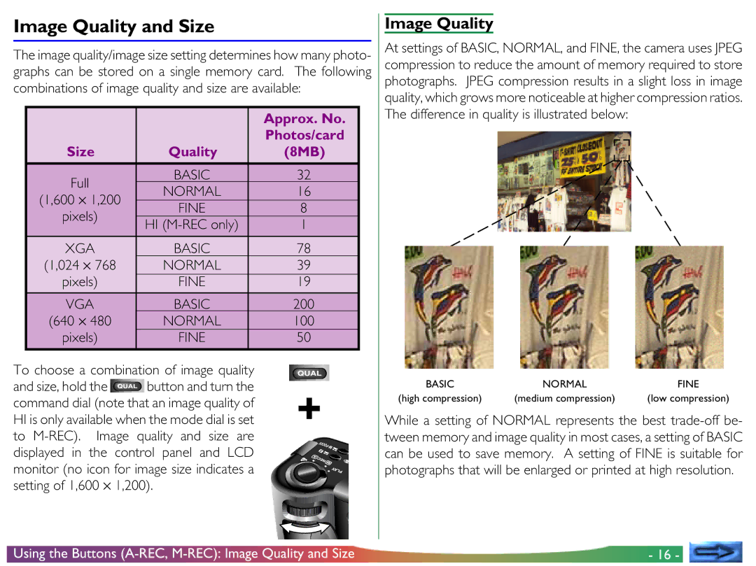 Proxima ASA COOLPIX 950 manual Image Quality and Size, Approx. No, Quality 8MB 