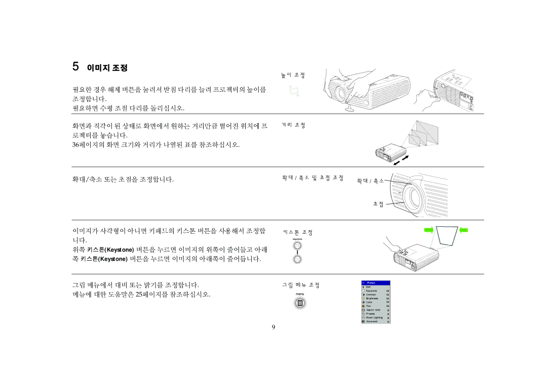 Proxima ASA DP2000X, DP2000S manual 이미지 조정 