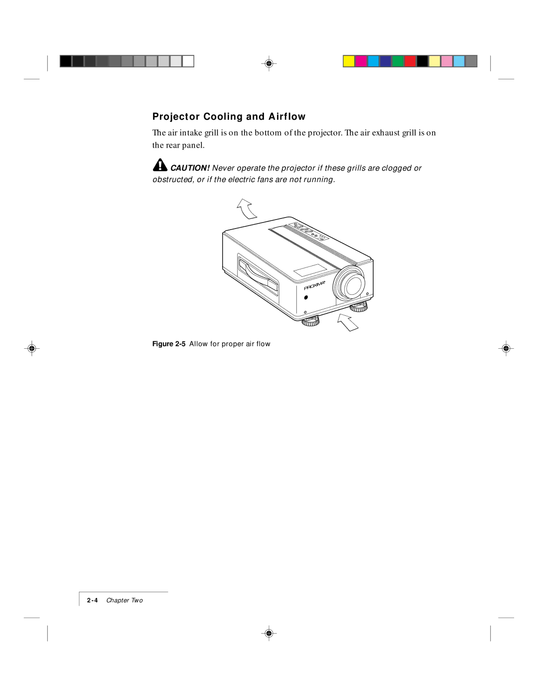 Proxima ASA DP5500 manual Projector Cooling and Airflow, 5Allow for proper air flow 