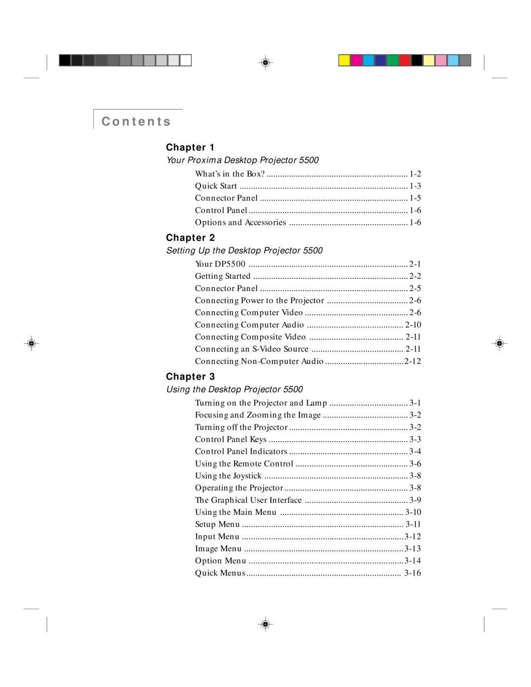 Proxima ASA DP5500 manual Contents 