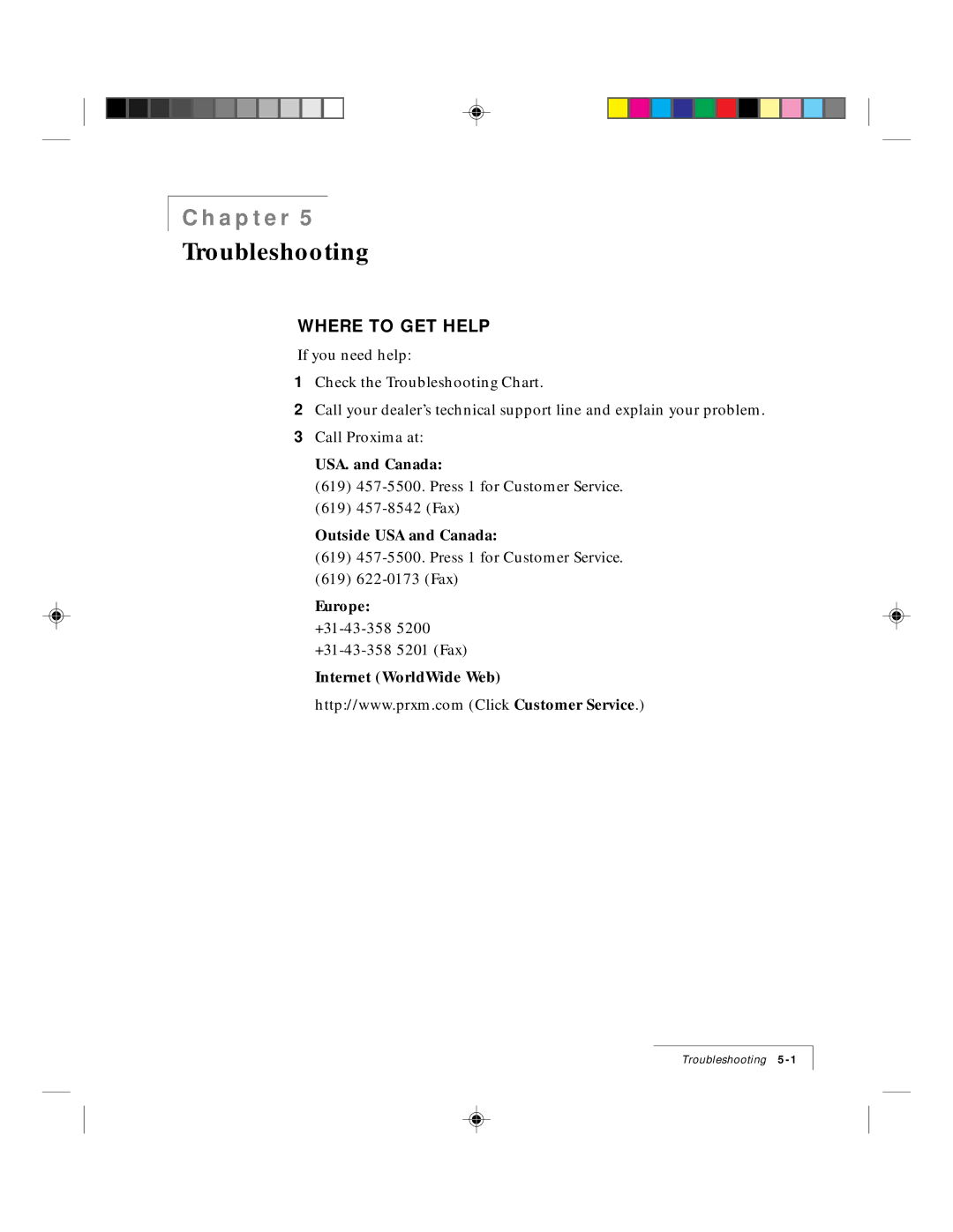 Proxima ASA DP5500 manual Troubleshooting, Where to GET Help 