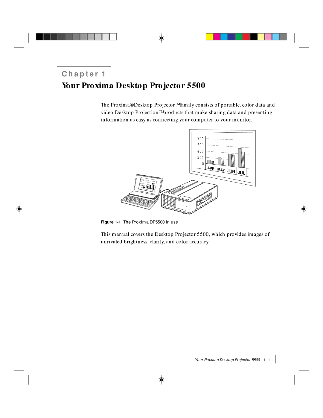 Proxima ASA manual Your Proxima Desktop Projector, 1The Proxima DP5500 in use 