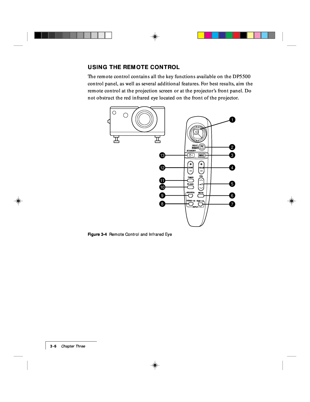 Proxima ASA DP5500 manual Using The Remote Control 