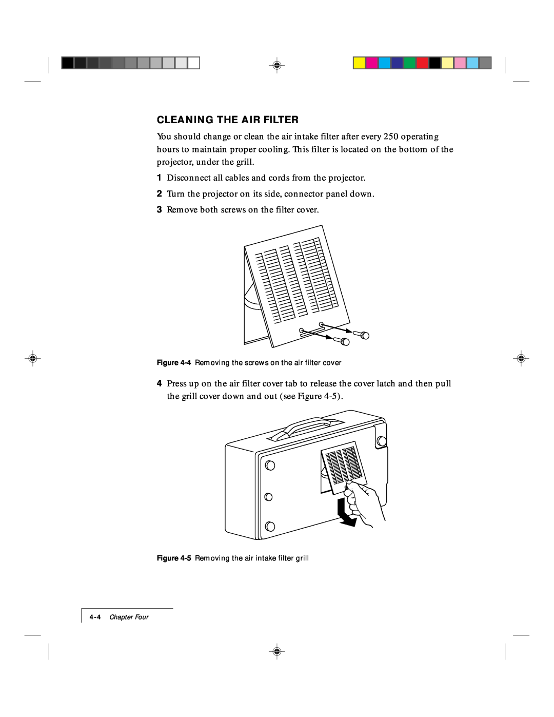 Proxima ASA DP5500 manual Cleaning The Air Filter 