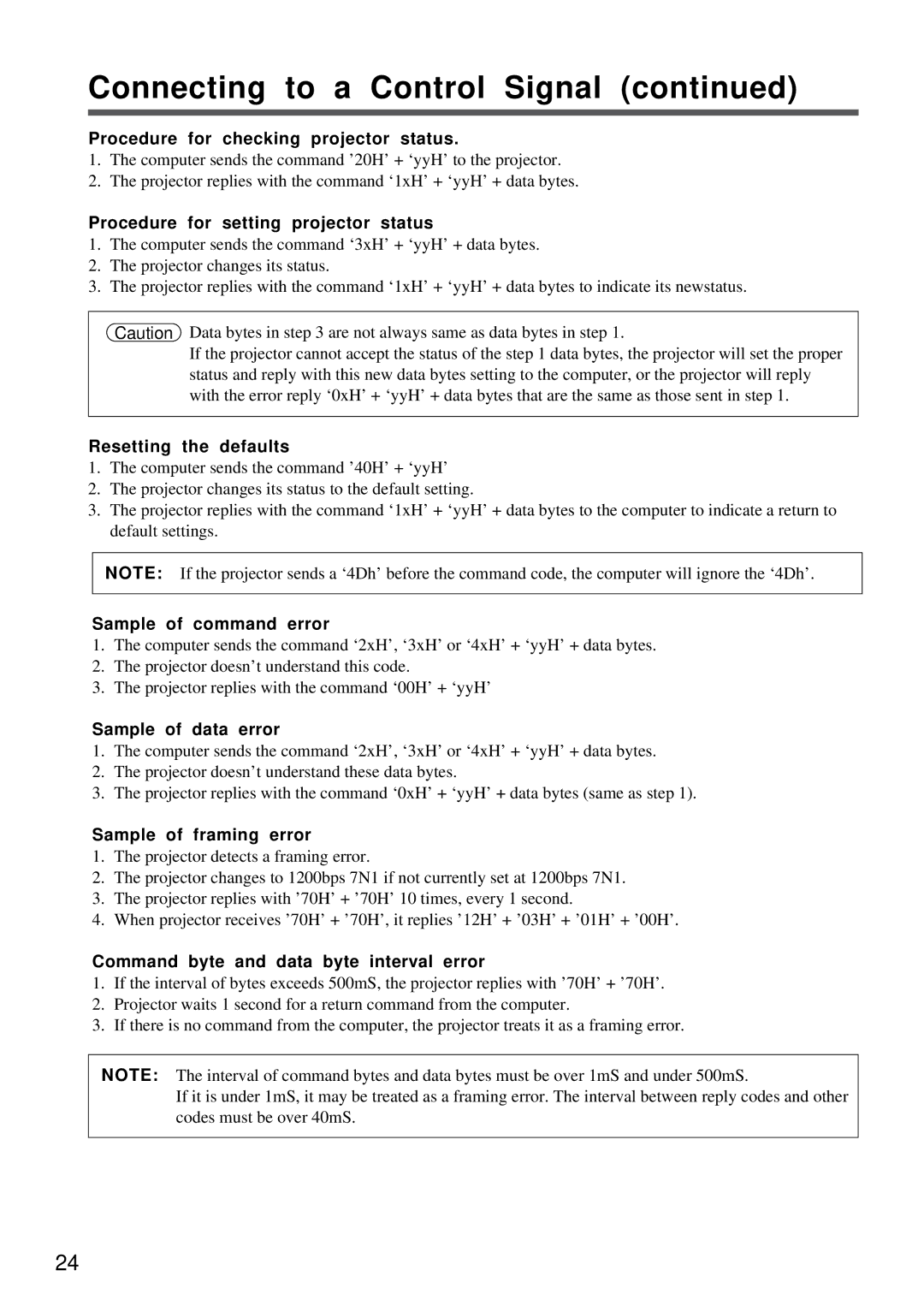 Proxima ASA DP5800 Procedure for checking projector status, Procedure for setting projector status, Resetting the defaults 