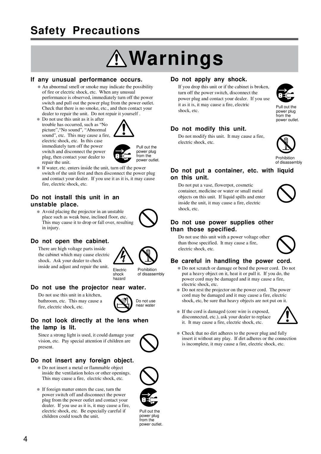 Proxima ASA DP5800 specifications Safety Precautions 