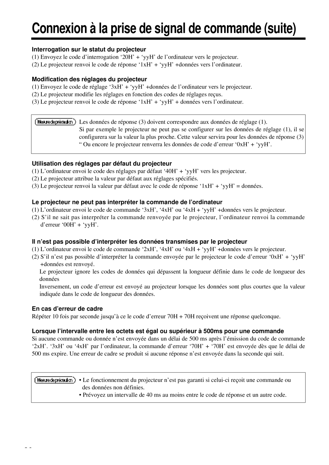 Proxima ASA DP6850 user manual Interrogation sur le statut du projecteur, Modification des réglages du projecteur 