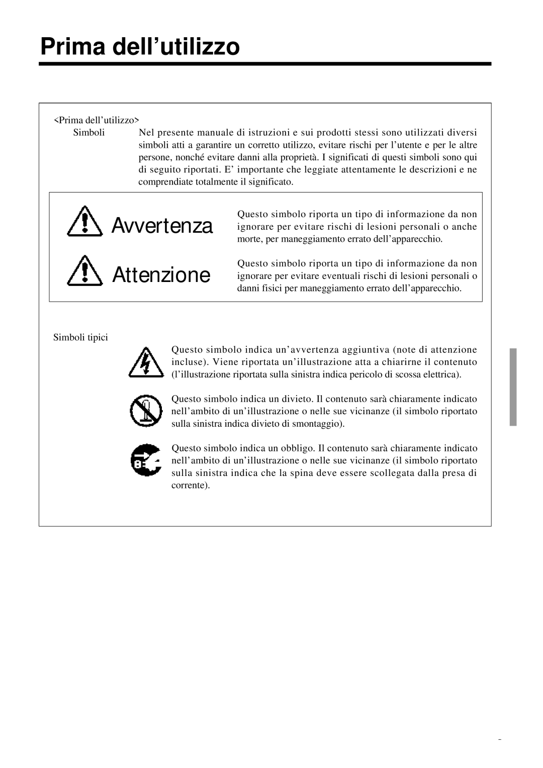 Proxima ASA DP6850 user manual Prima dell’utilizzo, Avvertenza Attenzione 