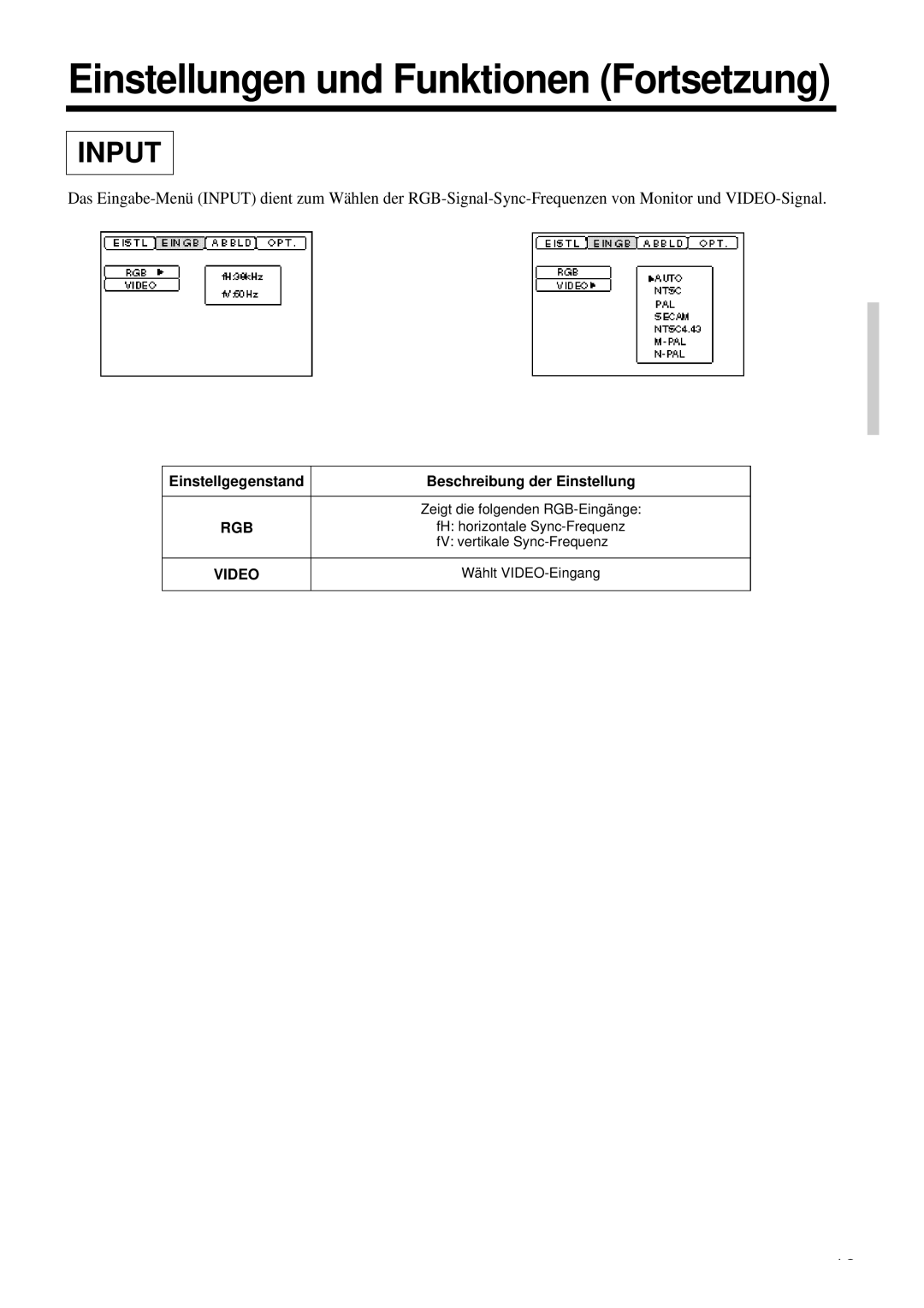 Proxima ASA DP6850 user manual Einstellgegenstand, Video 