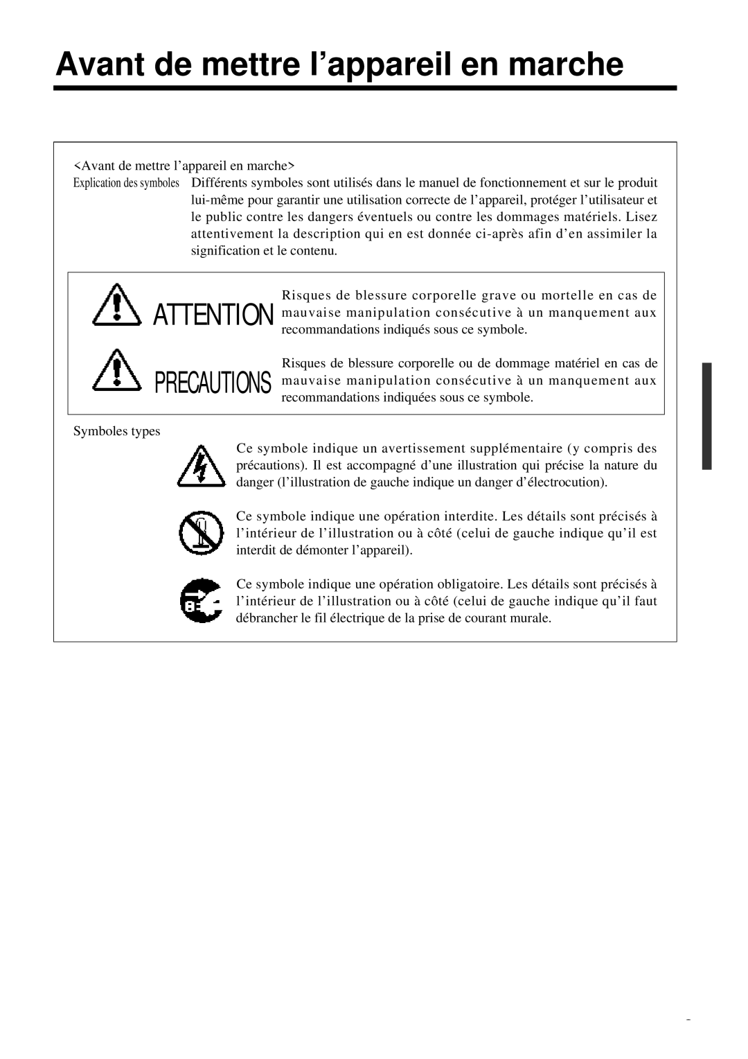 Proxima ASA DP6850 user manual Avant de mettre l’appareil en marche, Precautions 