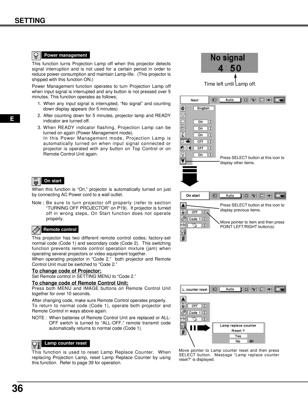 Proxima ASA DP9270 manual To change code of Projector, To change code of Remote Control Unit 