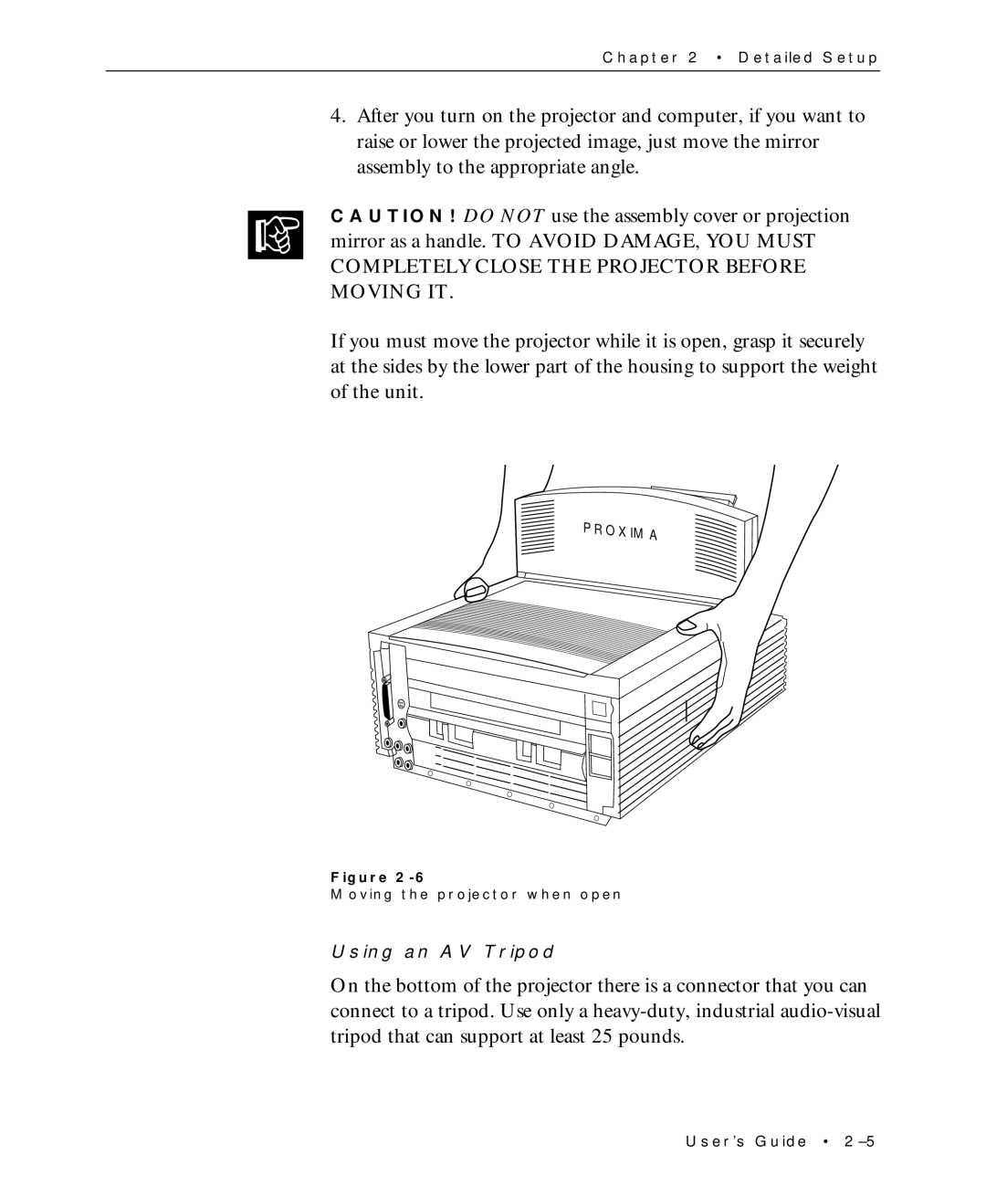 Proxima ASA Multimedia LCD Projectors manual Using an AV Tripod 