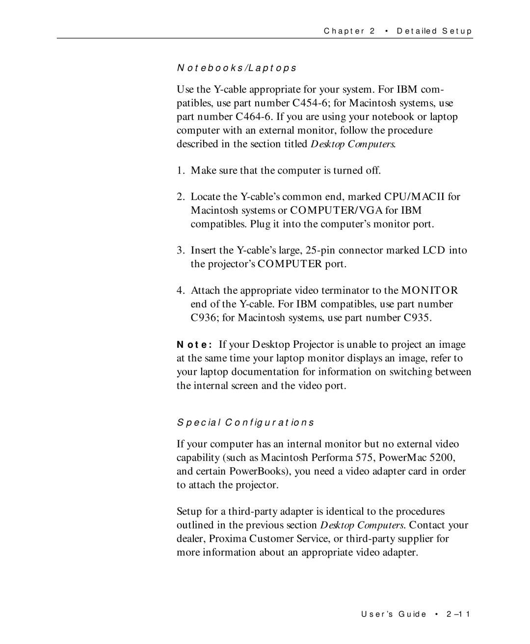 Proxima ASA Multimedia LCD Projectors manual Special Configurations 