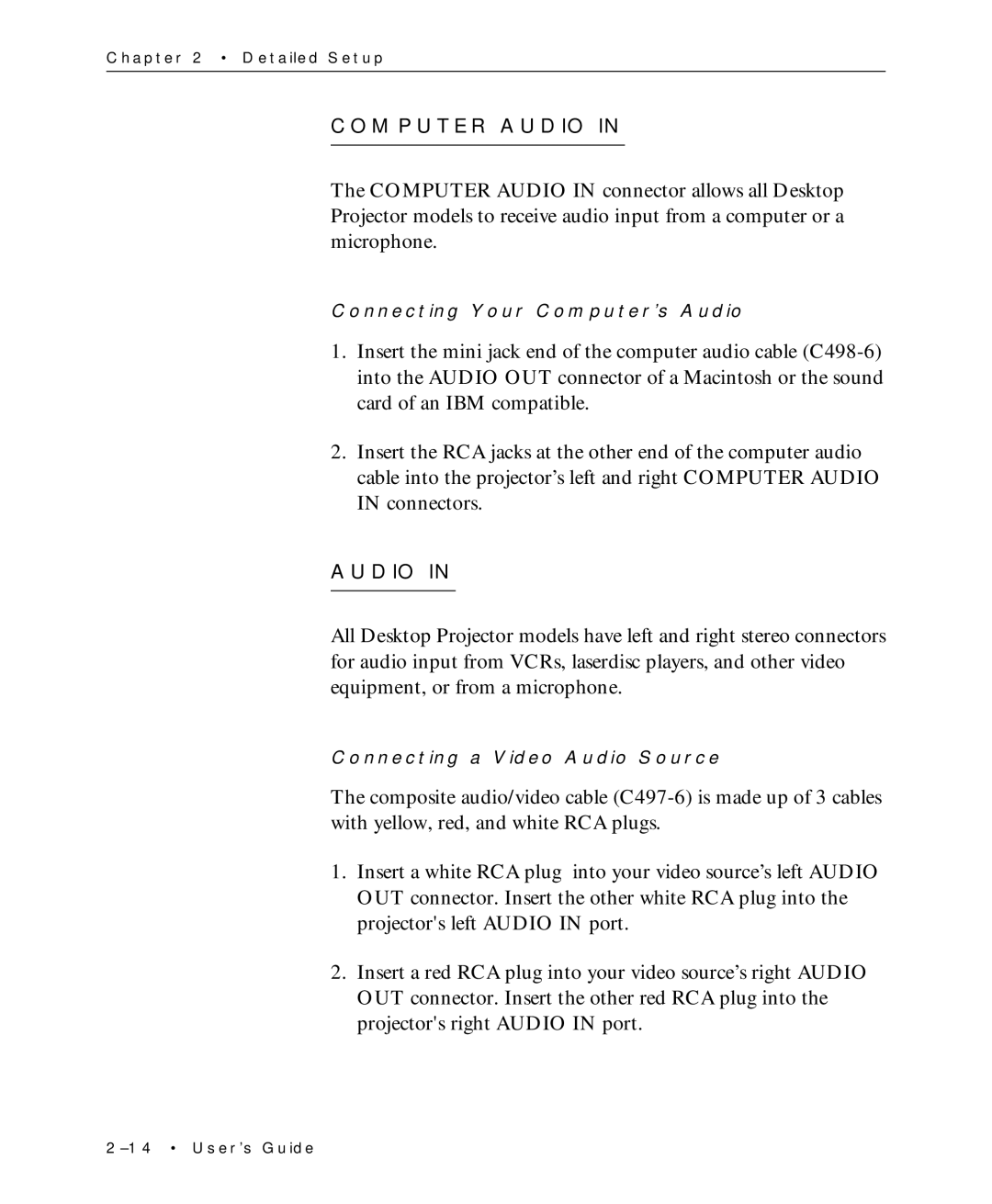 Proxima ASA Multimedia LCD Projectors manual Computer Audio 