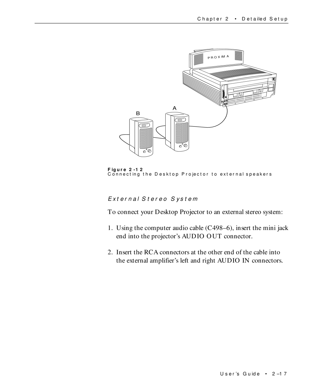 Proxima ASA Multimedia LCD Projectors manual External Stereo System 