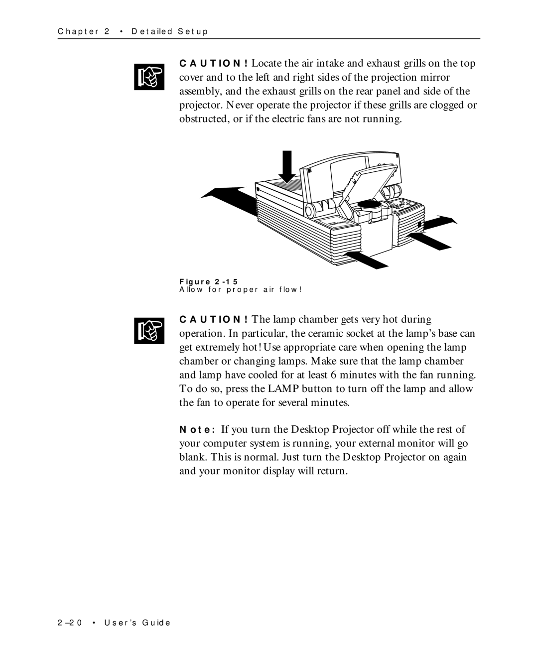 Proxima ASA Multimedia LCD Projectors manual Allow for proper air flow 