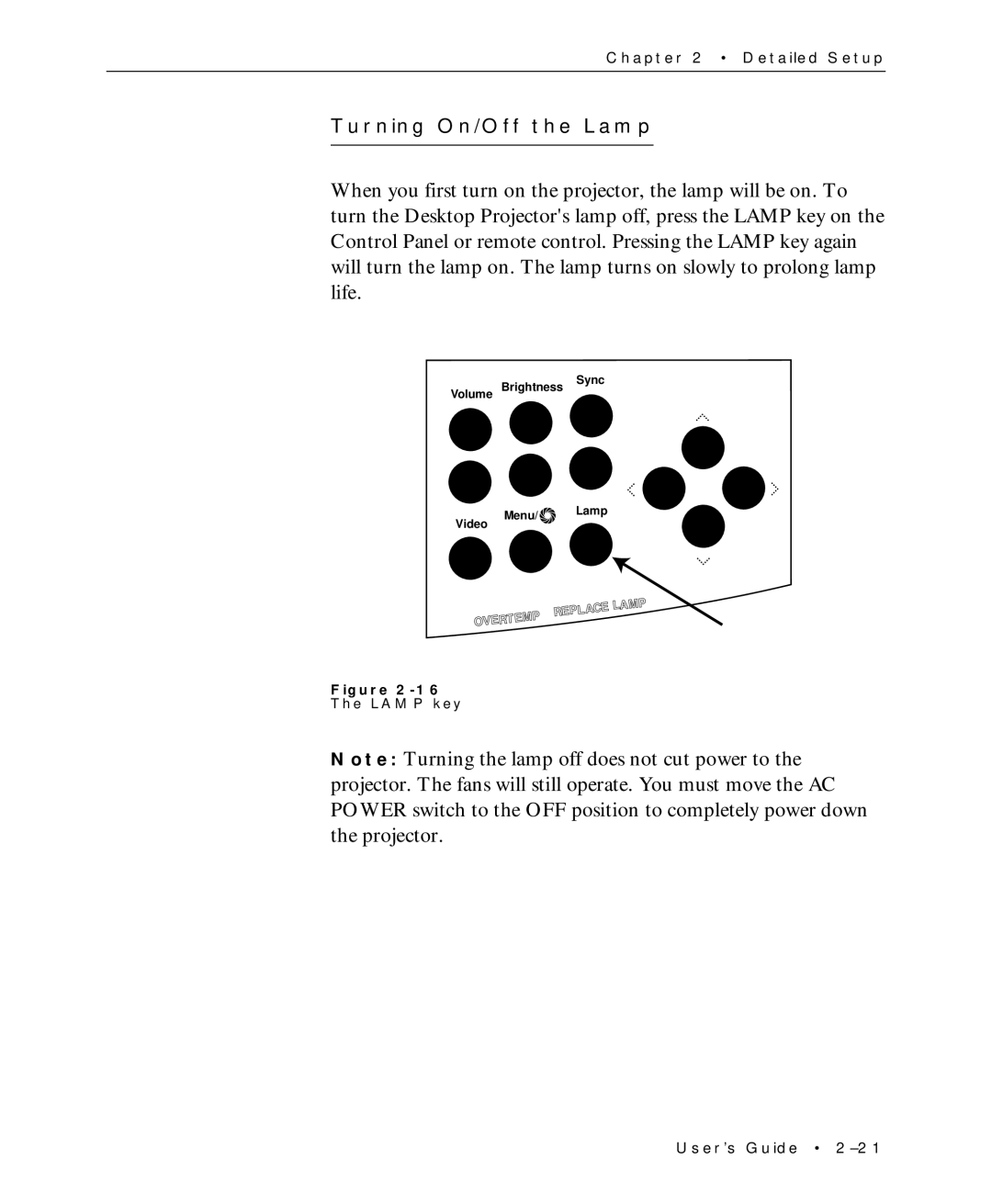 Proxima ASA Multimedia LCD Projectors manual Turning On/Off the Lamp 