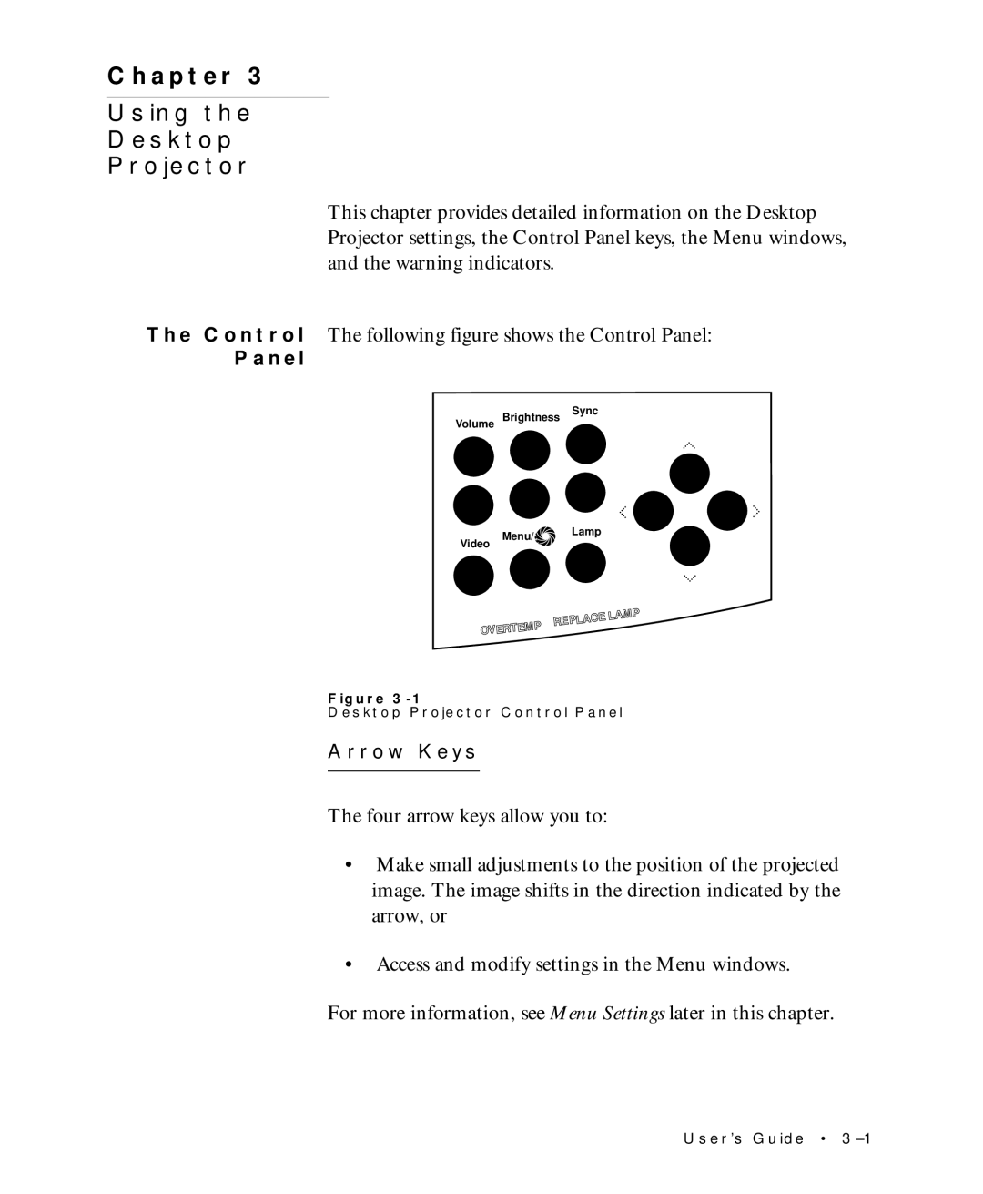 Proxima ASA Multimedia LCD Projectors manual Chapter Using Desktop Projector, Panel 