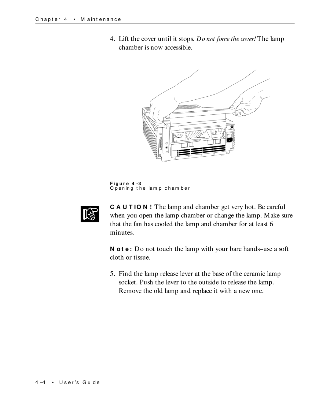 Proxima ASA Multimedia LCD Projectors manual Opening the lamp chamber 