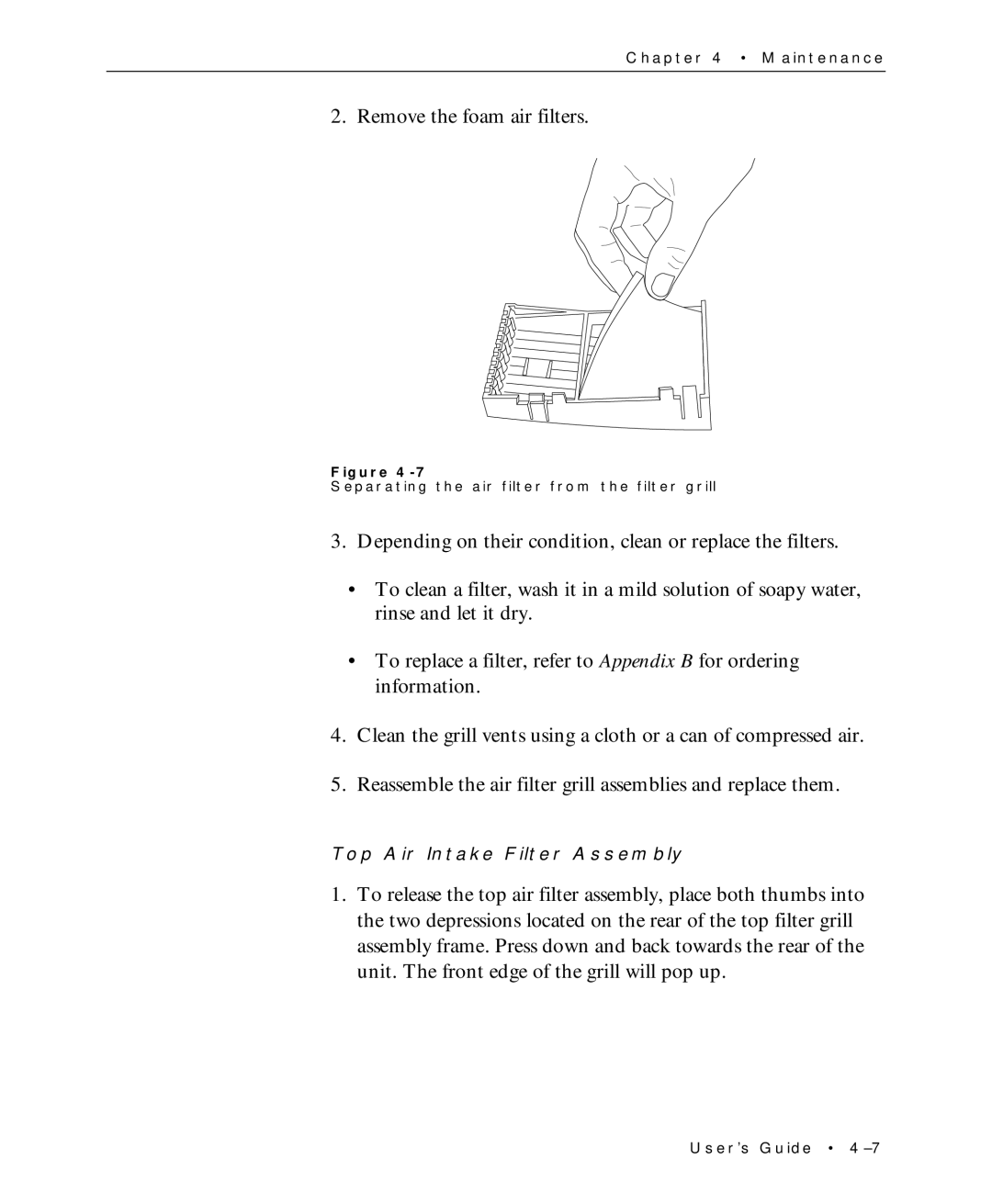 Proxima ASA Multimedia LCD Projectors manual Remove the foam air filters 